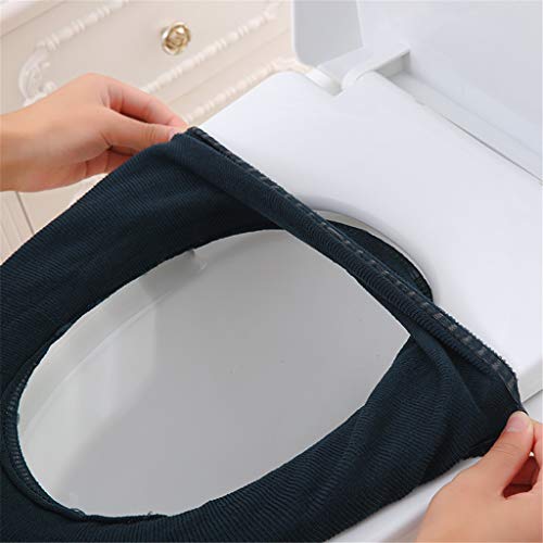 Miklan 10PCs Disposable Toilet Seat Cover, Random Color Bathroom Soft Warmer Stretchable Washable Cloth Easy Installation & Cleaning Comfortable Toilet Seat Cover Pads - Thumbnail 4