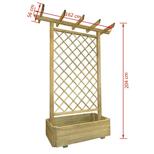 vidaXL Holz Imprägniert Pergola Pflanzkübel Rankgitter Rankhilfe Rosenbogen – Bild 4