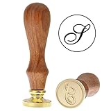 Yoption Vintage Retro Brass Head Wooden Handle Alphabet Letter Initial Wax Classic Sealing Wax Seal Stamp (S)