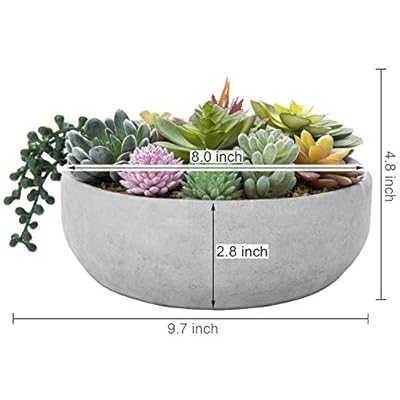 MyGift 8-Inch Faux Succulent Arrangement, Assorted Fake Plant in Gray Concrete Bowl Planter 41bK3LiZunL