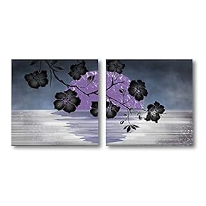 NWT Canvas Wall Art Abstract Beautiful Flowers Plum...
