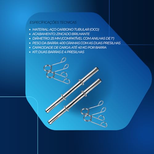 Par de Barras Tubo Oca 40 cm com Presilhas