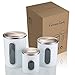 Airtight Window Kitchen Canister, Stainless Steel Canisters Sets with Fingerprint Resistance Lid, Cereal Container Set of 3 (White)