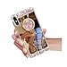 Auroralove iPhone X Luxury Rhinestone Makeup Case, iPhone X Handmade Bling Diamond Soft TPU Mirror Glass Case for Girls Women with Detachable Ring Stand-Gold