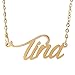 HUAN XUN Gold Color Plated Nameplated Necklace Christimas Gift Jewelry, Tina