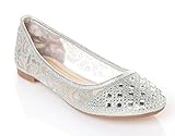 Bella Marie WOMEN Glitter and Mesh Detail Slip On Ballet Flats