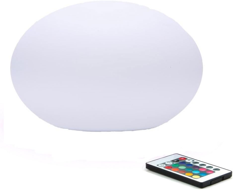 shopere LED Decorative Ball Solar Light 13.75" Waterproof Rechargeable Wireless Mood Bedside Ellipse Lamp RGB Color Changing Cordless Night Lights Remote Control Outdoor Indoor Use