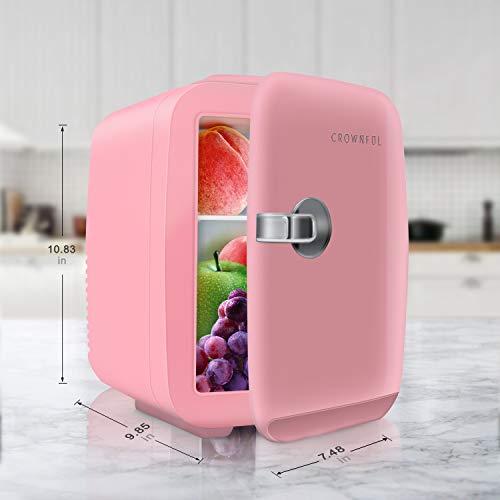 CROWNFUL Mini Fridge, 4 Liter/6 Can Portable Cooler and Warmer Personal