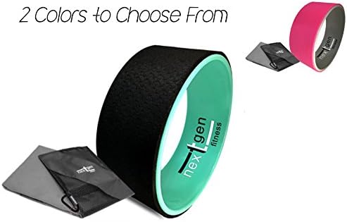 NextGen Fitness Yoga Wheel and Microfiber Yoga Towel (Light Blue and Black, 12")