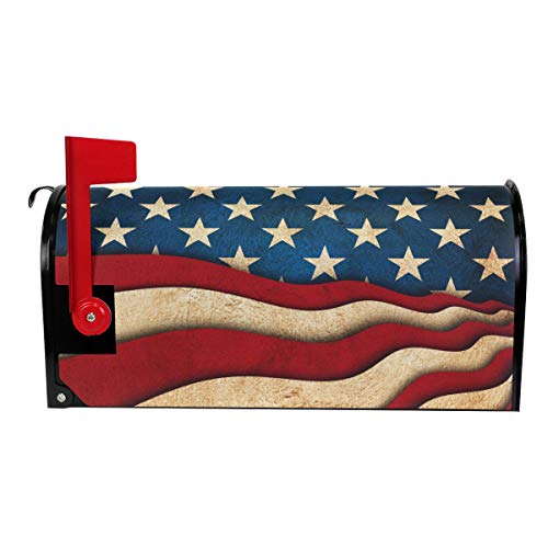 Naanle Vintage American Flag Magnetic Mailbox Cover, USA Flag Mailbox Wrap Home Decorative Standard Size 20.8â€(L) x 18â€(W)