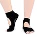 Toeless CXYY 4 Pairs Cotton Yoga Half Toe Socks with Non Slip Grips Pilates Socks, Barre, Breathable comfortable Stretchable (Black Purple Pink Gray)
