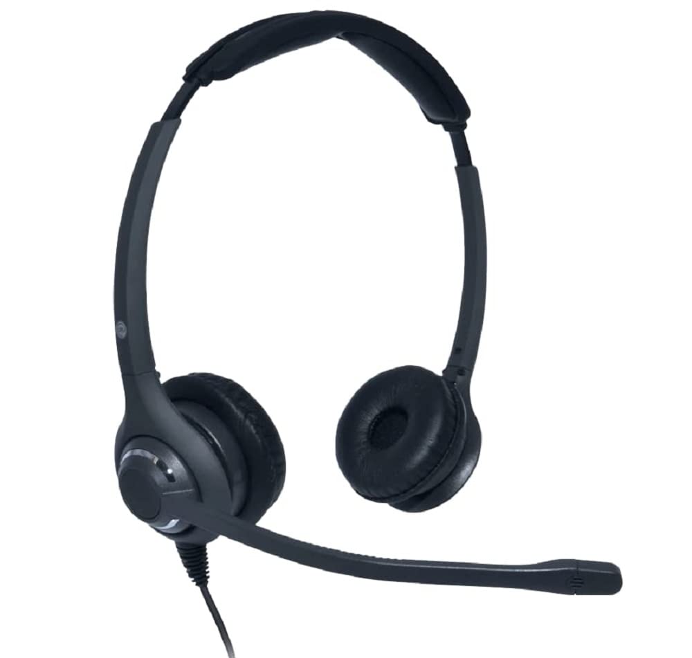 JPL Headset 611-PB Binaural, Corded, (QD) Quick Disconnect System, Surround Shield Noise Cancelling Microphone, Specifically Designed for Professional Offices & Contact Centres – Black
