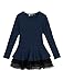 Allegra K Women Slim Fit Organza Panel Layered Hem Ribbed Peplum Blouse XL Blue
