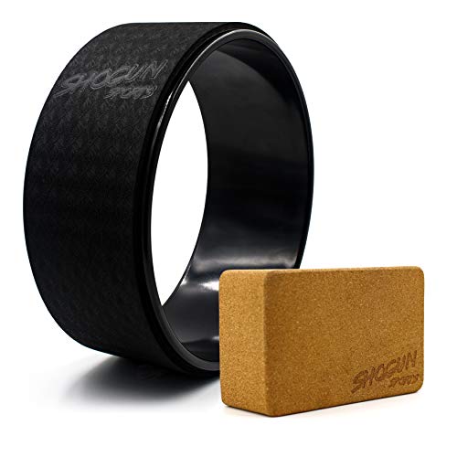 Shogun Sports Yoga Wheel. Improve Your Yoga Poses, Perfect for Stretching, Improving Flexibility and Backends. Yoga Wheel for Opening The Chest, Back Spine. 12″ x 5″ (Black & Black + Yoga Block)