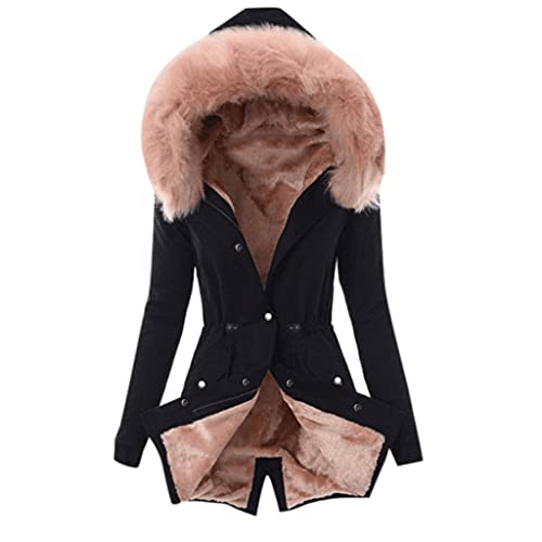 Shusuen Womens Hooded Fleece Line Coats Parkas Faux Fur Jackets
