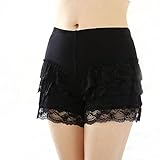 Women's Modal Sexy Lace Tiered Safety Pants Stretchy Slim Underwear Shorts Crochet Leggings Underpants