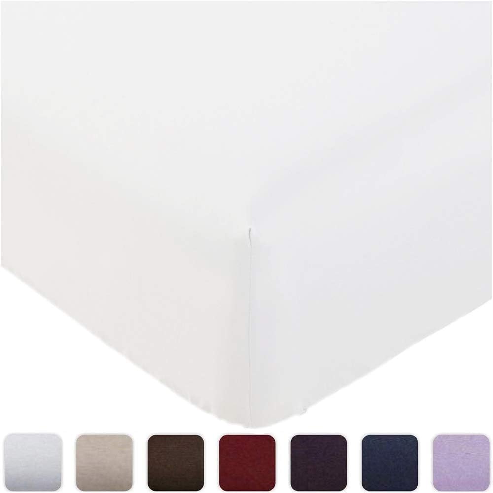 Mellanni Fitted Sheet Queen White - Brushed Microfiber 1800 Bedding - Wrinkle, Fade, Stain Resistant - Deep Pocket - 1 Single Fitted Sheet Only (Queen, White): Home & Kitchen