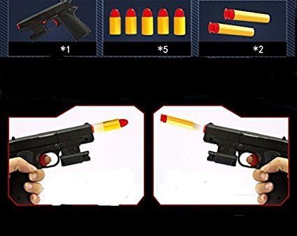 Ferbixo 1 Childrens Color Toy Gun Mauser Toy Pistol, Children's Classic with Soft Bullet, Teaching Safe Shooting and Gun Fun Outdoor Games and Children's Safe playand 2 Extra Bullets Random Color
