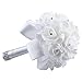 Goodtrade8 Bouquet Roses Artificial Flowers Real Looking Artificial Roses for Wedding Bouquets Centerpieces Party Baby Shower Decorations DIY (White)
