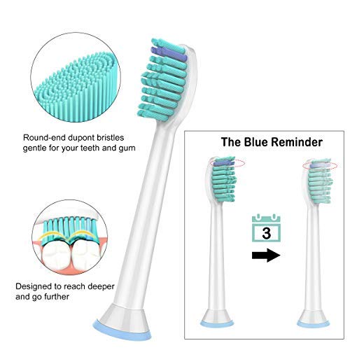 Replacement Toothbrush Heads Compatible with Philips Sonicare DiamondClean FlexCare, HealthyWhite EasyClean,Essence+(plus) Electric Toothbrush ,8 PACK