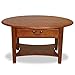 Haven Ridge One Drawer Solid Wood Oval Coffee Table with Shelf, Medium Oak Brown – Leick Home, 9044-MED