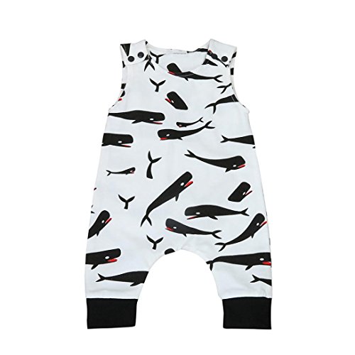Coerni Toddler Sleeveless Whale Print Romper Jumpsuit Sunsuit Clothes