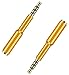 Josi Minea x 2 Pcs 3.5mm Gold Audio Jack Extender Headphone Adapter with Gold Plated 4-Pole Connectors for Apple iPhone 6/6S/6+/5S/5 Samsung Galaxy S7/S6/S5 & Most Smartphones & Tablets [ 2 Pack ]