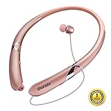 Bluetooth Headphones Bluenin Neckband Retractable Wireless Headphones Sports Sweatproof Earbuds Noise Cancelling Earphone w/Mic for Cellphones (rose gold)