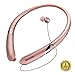 Bluetooth Headphones Bluenin Neckband Retractable Wireless Headphones Sports Sweatproof Earbuds Noise Cancelling Earphone w/Mic for Cellphones (rose gold)