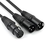 TISINO XLR Splitter Cable, 3 Pin XLR Female to Dual XLR Male Patch Y Cable Balanced Microphone Splitter Cord Audio Adaptor- 1.5 Feet