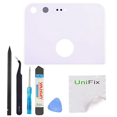 Unifix White Back Rear Camera Glass Lens Cover Replacement with Adhesive for Google Pixel XL 5.5 + Repair Tools