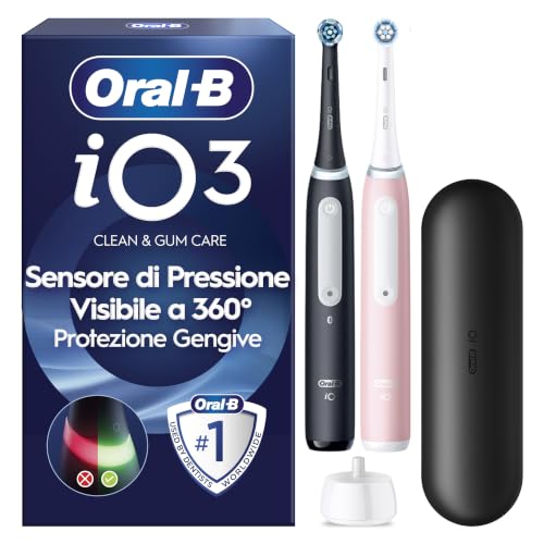 Oral-B iO Series 3 Elektrische Zahnbuerste, Doppelpack, Schwarz/Rosa