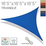 SUNNY GUARD 16'5'' x 16'5'' x 16'5'' Blue Triangle Sun Shade Sail UV Block for Outdoor Patio Garden