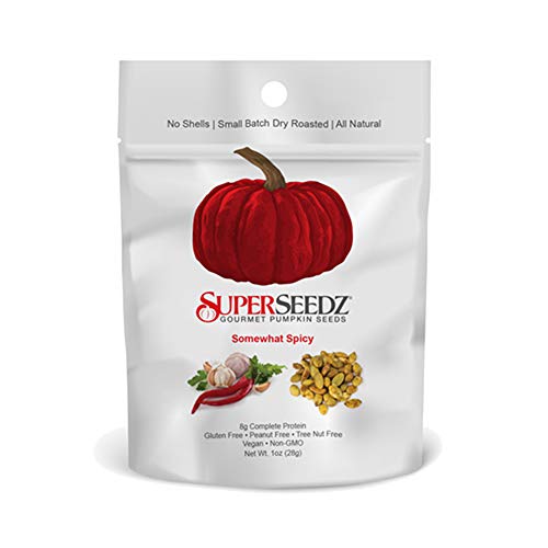 SuperSeedz Somewhat Spicy Gourmet Pumpkin Seeds Keto Friendly Snack 1 Oz. (Pack of 6)
