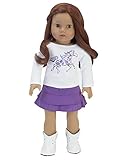 2 Pc. 18 Inch Doll Clothes, White Galloping Horse Tee Shirt & Purple Denim Layered Skirt Perfect for the 18 Inch American Girl Clothes & More! Doll Denim Skirt & Horse T-shirt