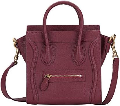 Women's Genuine Leather Small Handbag Smile Pattern Top Handle Bags Crossbody Bags