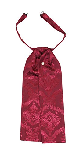 Historical Emporium Men's Satin Jacquard Puff Tie Black Cherry