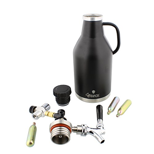 Pressurized Beer Growler 64oz Stainless Steel with Logo â€“ Pressurized Growler Beer Dispenser CO2 Growler, Regulator, Tap