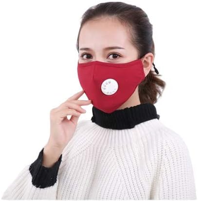 Brats N Beauty® PM 2.5 Cotton Mouth Mask Anti-Dust Cloth Surgical Mask Respirator with Filter Mask Thick Anti Flu Face Masks with 2 Filters (Red) Pack of 1