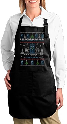 FUNNY MOPAD Dr. Who Wibbly Wobbly Timey Wimey Christmas Kitchen Apron With Front Pockets