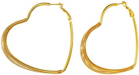 ファッションサークル スター ハートフープイヤリング レディース ステンレススチール 18kゴールド ブラックメッキイヤリング 敏感な耳用 ギフトボックス付き