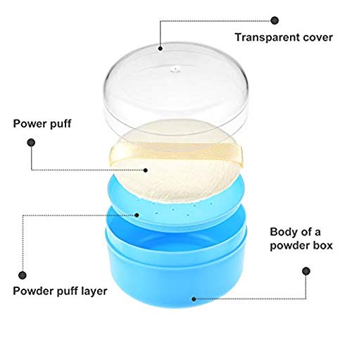 changhao 3 Sets After-Bath Powder Puff Box Empty Body Powder Container with Bath Powder Puffs and Sifter for Home and Travel - Thumbnail 2