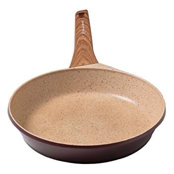 WaxonWare 8 Inch Nonstick Frying Pan Skillet With Induction and Wooden Handle 100% PFOA Free German Nonstick Coating For Stir-Frying, Shallow Frying, Deep Frying & Braising (MARBELLOUS Series)