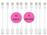 [10pack] lphone Charger Cables - Short (8-inches) - Compatible with lphone X / 8 Plus / 8/7 Plus / 7 / 6s Plus / 6s / 6 Plus / 6 / 5s / 5c / 5 / lpad air/air 2 / lpad Mini/Mini 2 / Mini 4