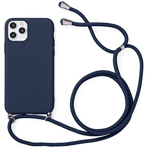 Yoedge Necklace Case Compatible with Apple iPhone 13 6.1 inch, Phone Case with Cord Ultra Thin Soft TPU Bumper Cover TPU 360 Degree Shockproof with Adjustable Cord, Dark Blue