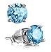 Adabele Authentic Sterling Silver Birthstone Stud Earrings 8mm/2 Carat Cubic Zirconia Imitation Diamond Gemstone Hypoallergenic Nickel Free Tarnish Resistant Women Men Fine Jewelry