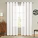 Vangao White Curtains 84 Inches Long 2 Panels for Living Room Bedroom Faux Silk Semi-Sheer Grommet Top Window Drapes