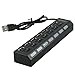 Haoponer USB 2.0 7Ports HUB High Speed ON/OFF Sharing Switch for Laptop Notebook Computer Black