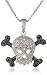 Amazon Collection Sterling Silver Black and White Cubic Zirconia Skull and Crossbones Pendant Necklace, 18