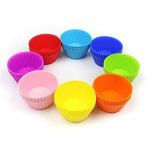 HEHALI 40pcs Silicone Cupcake Baking Cups, Reusable Muffin Cups, Non-Stick Cupcake Liner, Multicolor Kutsinta Molder